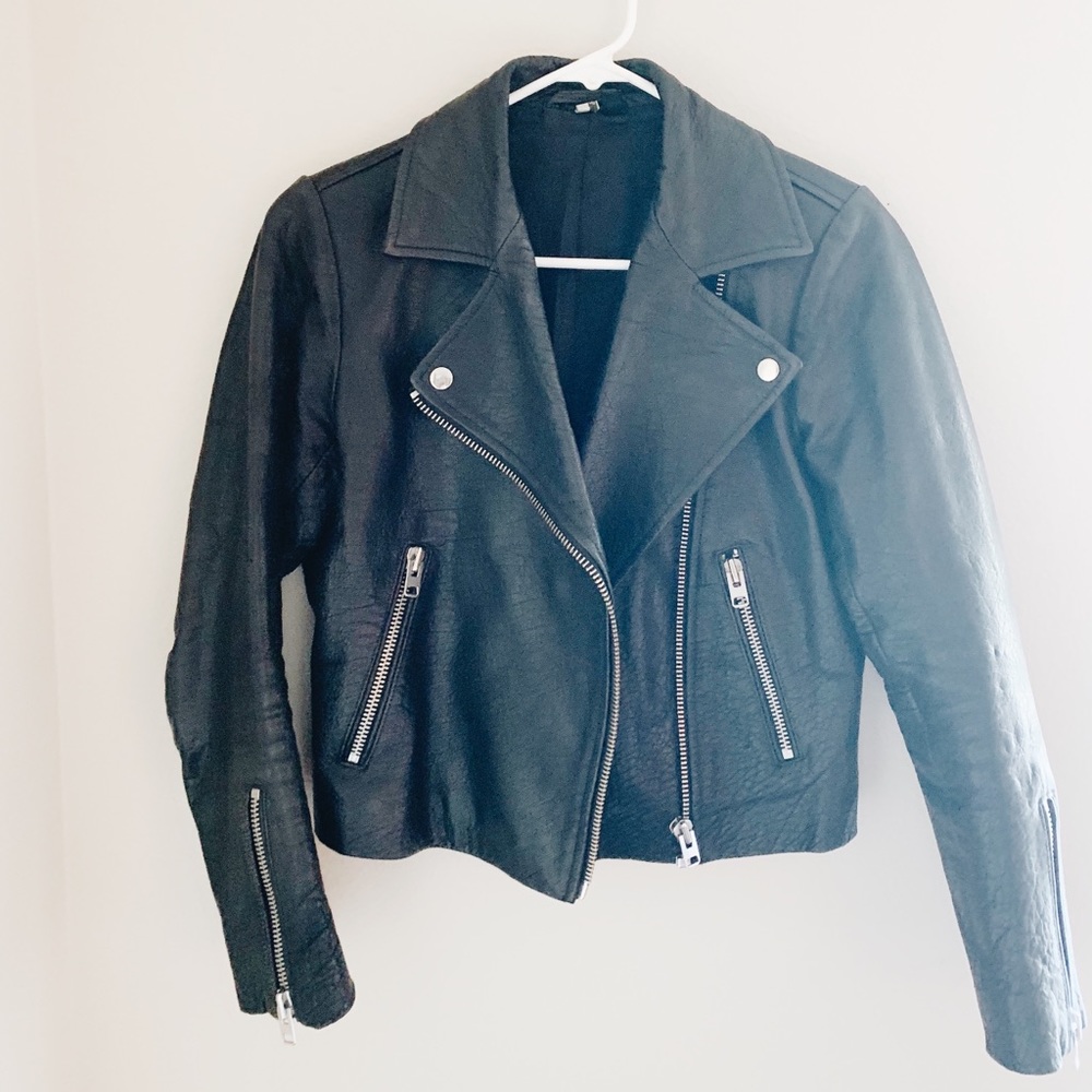 Topshop leather cropped moto jacket